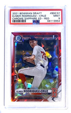 2021 1st Bowman Draft RED SAPPHIRE RC Elmer Rodriguez-Cruz #BDC-37 PSA 9! /5