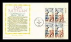 DR JIM STAMPS US COVER SAM RAYBURN CONGRESSMAN FDC PLATE BLOCK KHOL KRAFT