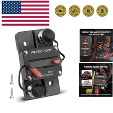 300A Circuit Breaker Fuse Holder 3/8" Screw Studs w/Manual Reset Switch DC 12...