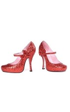 ADULT RUBY SLIPPER RED GLITTER DOROTHY RED RIDING HOOD HIGH HEEL SHOES