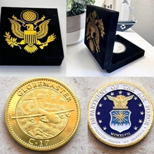 U S AIR FORCE C-17 GLOBEMASTER Challenge Coin With Special Velvet Case