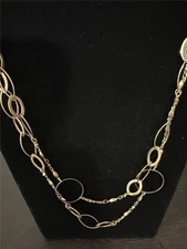 Ann Taylor Loft Adjustable Gold Tone Convertible 2 Strand Cascading Necklace N8