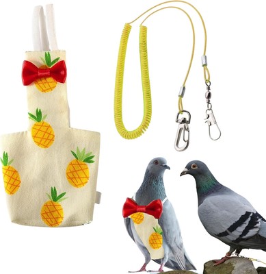 Pigeon Diaper Harness and Bird Leash Set, Medium M-Yellow, Green Lemon 