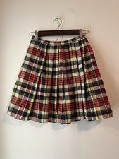 Vintage 70s 80s Modern Juniors Wool Plaid Pleated Skirt School Girl Wool Size 9