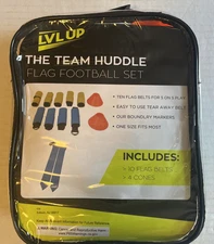 LVL Up The Team Huddle Flag Football Set 10 Flag Belts 4 Cones For 5-on-5 Play