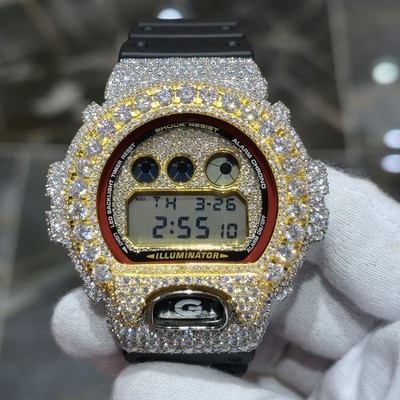 Moissanite Fully Iced Out G-SHOCK DW-6900U   VVS D Color, | Big Pointers