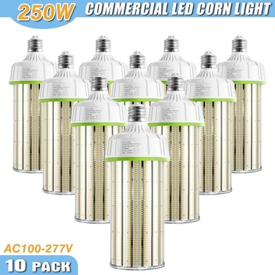 10Pack 250 Watt LED Corn Cob Light Commercial Open Fixture Lamp 33750LM E39 Base