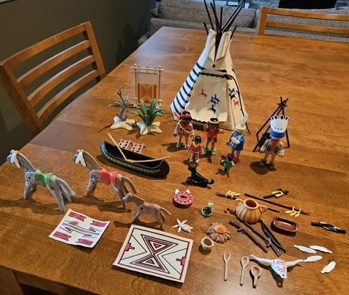 Vintage Playmobil Native American Camp With Teepee #3733