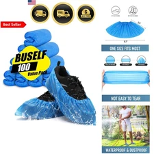 Disposable Shoe Covers Waterproof Non Slip Recyclable 100 Pack Large