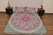 Pink Green Paisley Boho King Duvet Set Cotton Mandala Quilt 92x84 + 2 Cases