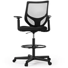 Drafting Chair - Tall Standing Office Desk Chair with Adjustable Foot Ring, C...