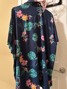 Birdie Bound Men's 3XL Polo Performance Golf Shirt Bright Blue Floral Neon Pink