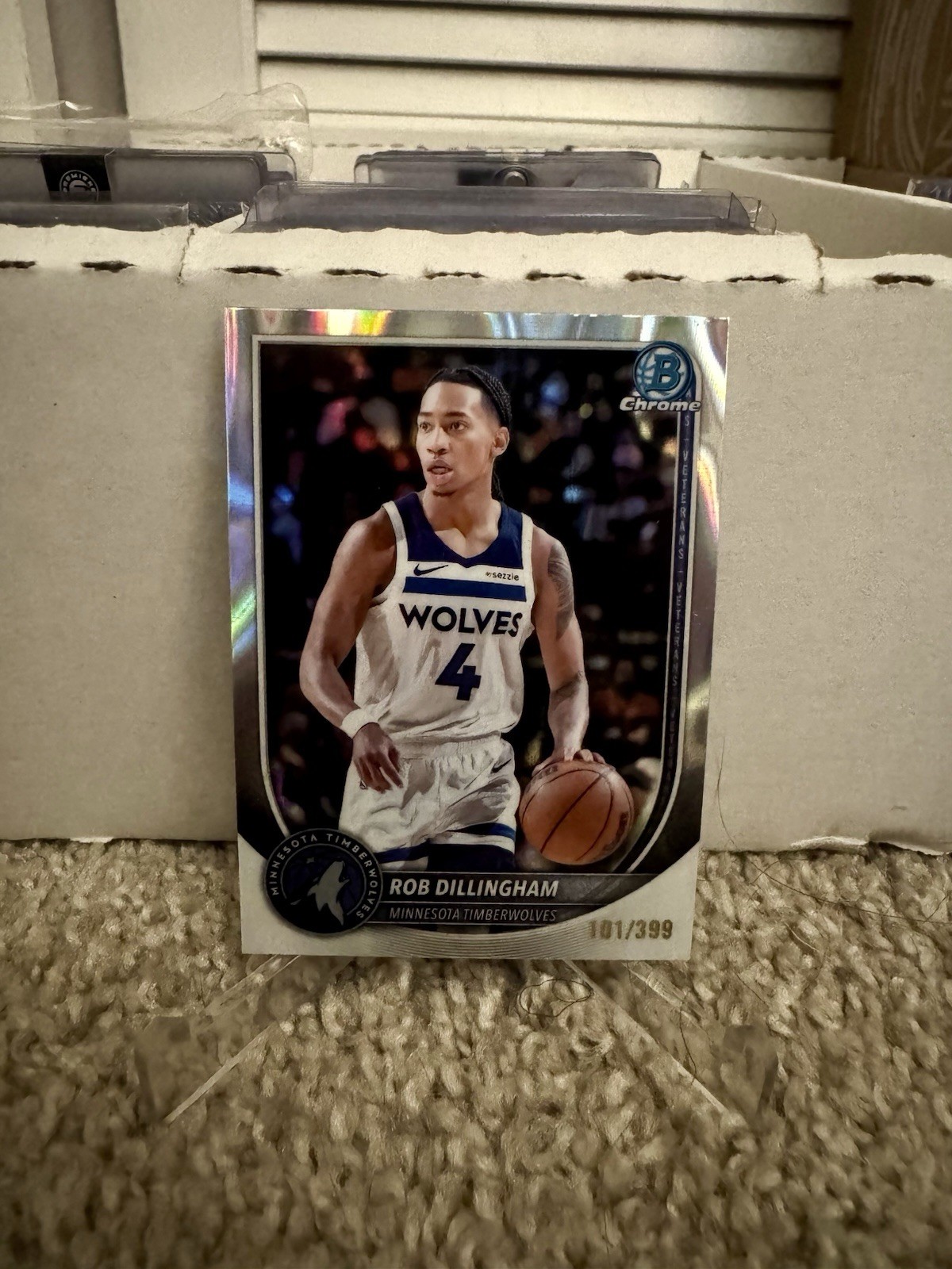 Rob Dillingham 2025-26 Bowman Chrome #BCV-182 Lava Refractor /399 Timberwolves