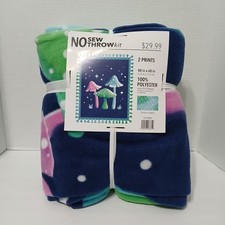 No Sew Fleece Throw Kit - Electric Mushroom/Fungi Blanket Kit 48in X 60in