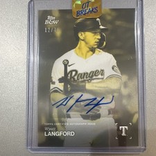 2025 Topps Black & White Wyatt Langford #54-A Yellow Autograph Texas Rangers /75