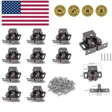 10 Pack Double Roller Catch Cabinet Latches with Spear Strike for Cupboard Cl...