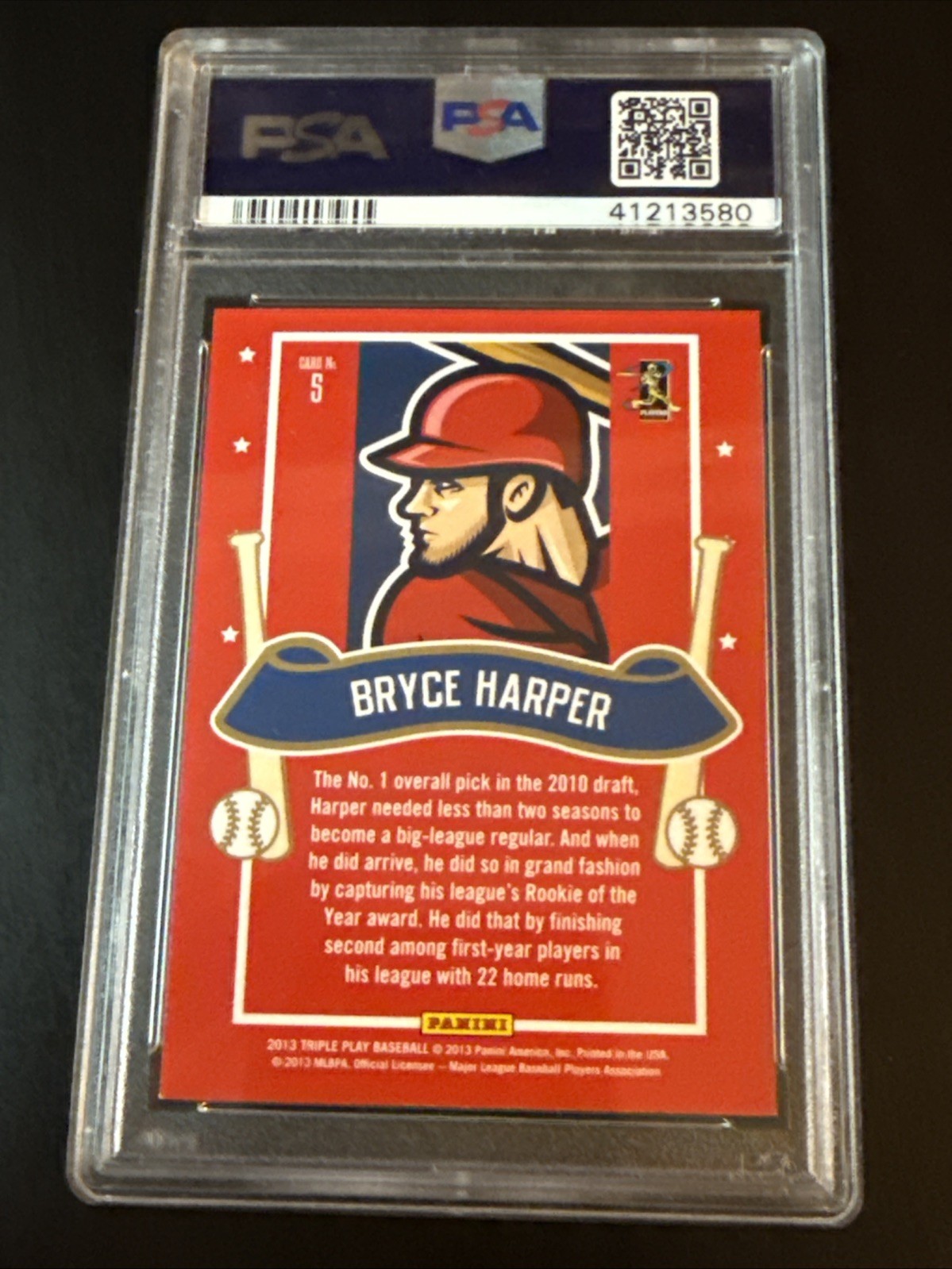 2013 Panini Triple Play #5 Bryce Harper All-Stars PSA 9 view 2