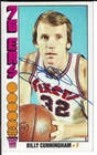 Philadelphia 76ers HOF Billy Cunningham Autographed 1976-77 Topps Card W/JSA COA
