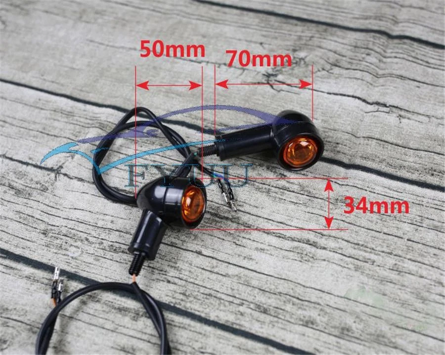 2 peças lâmpada de indicação de direção LED âmbar retrô mini luz de seta motocicleta - Imagem 4 de 4