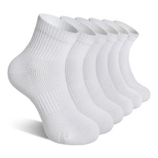 Kids Ankle Socks Boys Girls Youth Teen Athletic Short 9-12 Years 6 Pairs White