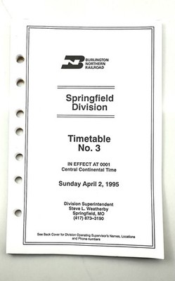 LAST BN Springfield division ETT #3 04/02/1995 Burlington Northern Railroad
