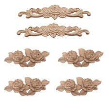 YouYuer 6PCS Legno Intagliato Angolo Rosa Applique Legno Scolpito Floreale V