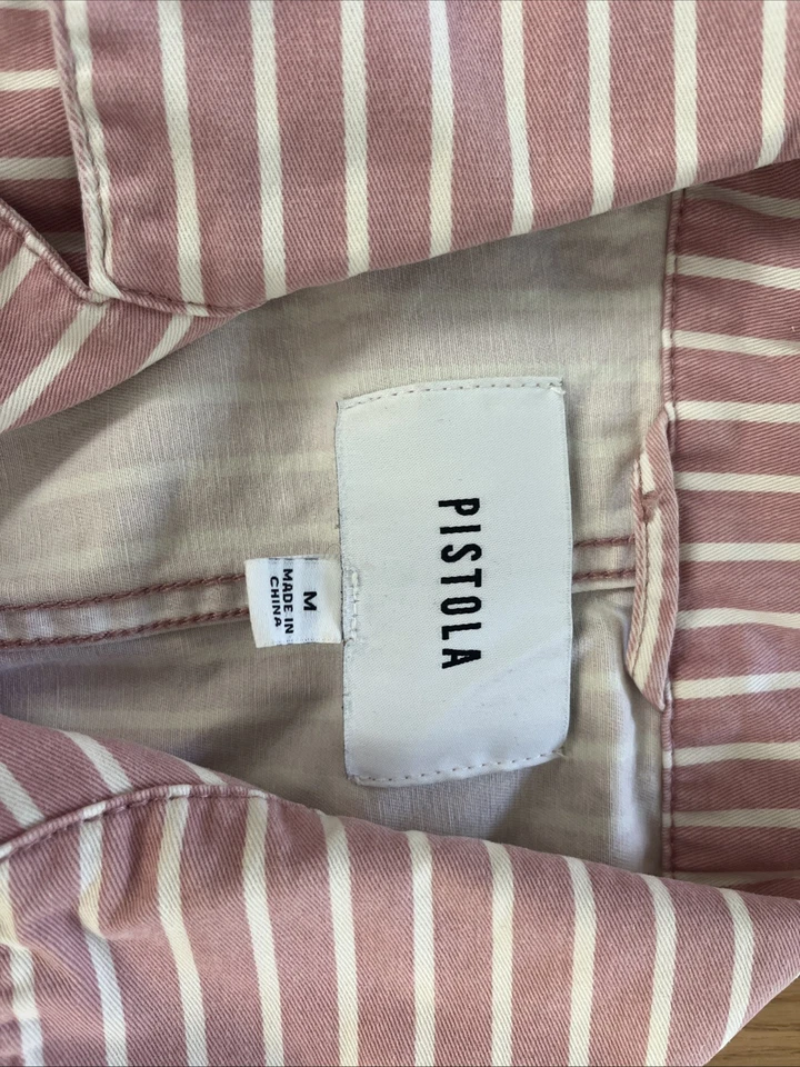 Mono pistola para mujer rosa a rayas 100 % algodón talla mediana Foto 2 de 4