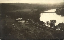 RPPC Hollister Missouri YMCA Camp aerial to BLOCH Kansas City MO real photo PC