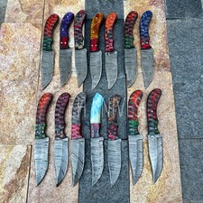 Lot of 20 Handmade Damascus Steel Hunting Knives   Bulk Discount   With Sheaths