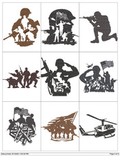 ARMY MILITARY SILHOUETTES MACHINE EMBROIDERY DESIGNS PES BROTHER DST EXP USB