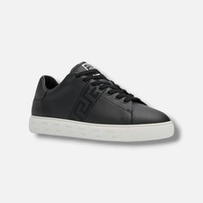 Versace Men's Black La Greca Leather Low-Top Sneakers Shoes Size EU:40 US:7