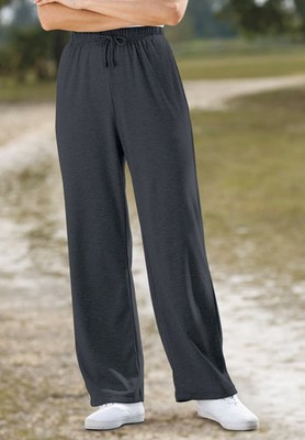 Woman Within Plus Size Sport Knit Straight Leg Elastic Pant