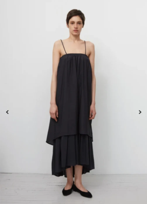 black dress with white daisies Barrel Sleeve Dress main image 0