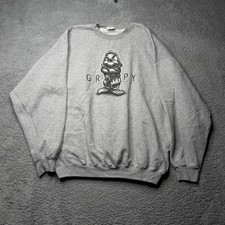 Vintage Disney Grumpy Sweater Adult XL Gray Graphic Long Sleeve Crewneck