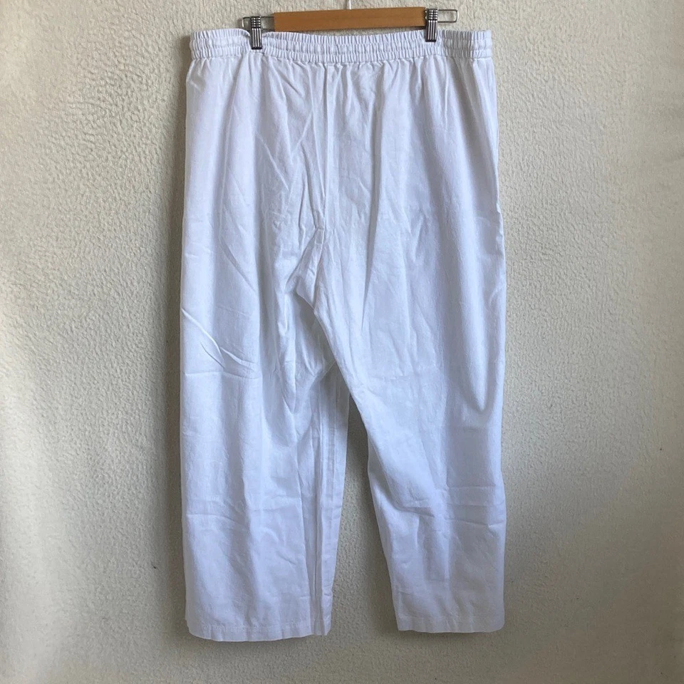 J. Pantalón Crew Blanco Mezcla Lino Delgado Pierna Ancha Cordón Mujer Talla 16 Foto 4 de 4