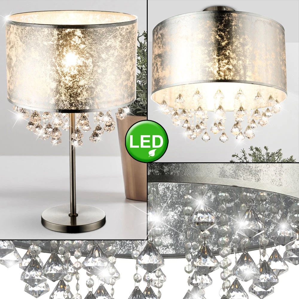 Lustre Plafonnier Antique Pampilles Cristal Laiton Massif Argenté - Palazzo Int