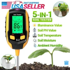 5-in-1 Digital PH Soil Tester LCD Moisture Plant Water Temperature Test Meter