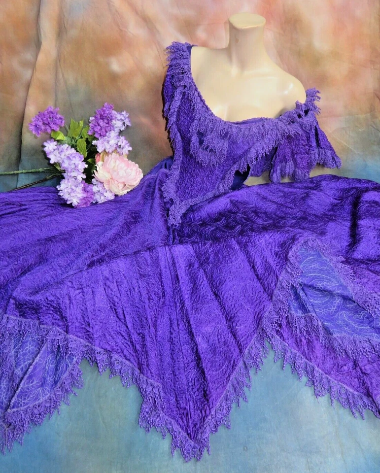 Couture Dress Carole Lee London Gallery Wearable Art Purple crinkle Silk corset - Image 3 of 4