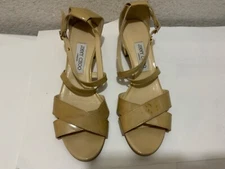 Jimmy Choo Nude Patent Leather "Merit" Sandals Size 39