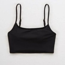 Aerie Black Bikini Top longline Scoop Neckline XS NWT Beach summer resort pool