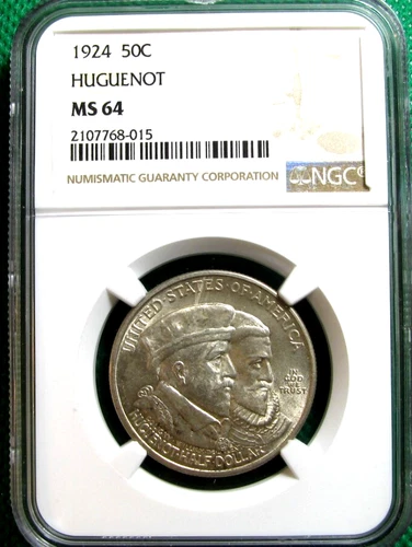 1924 Huguenot Half Dollar Commemorative NGC MS-64 #S726