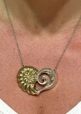 RLM Studios 925 Sterling Silver Large Heart and Seashell Necklace