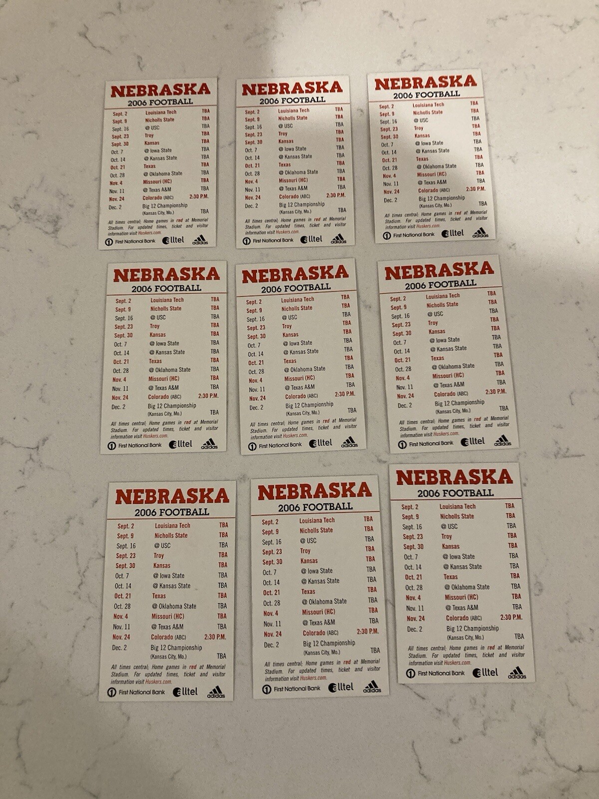 (9) Diff 2006 Nebraska Pocket Schedule Zac Taylor Head Coach Cincinnati