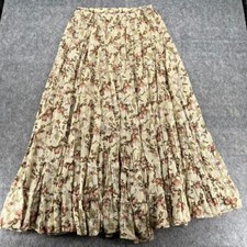 Denim  Supply Ralph Lauren Beige Floral Peasant Boho Maxi Skirt Vintage Size M