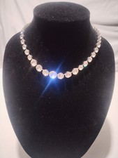 Vintage Eisenberg Clear Rhinestone Graduated Choker Necklace Silver Tone EC