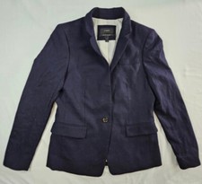J.Crew Blazer Women s Sz 6 Regent Navy Blue One Button Jacket Wool Flannel B0323
