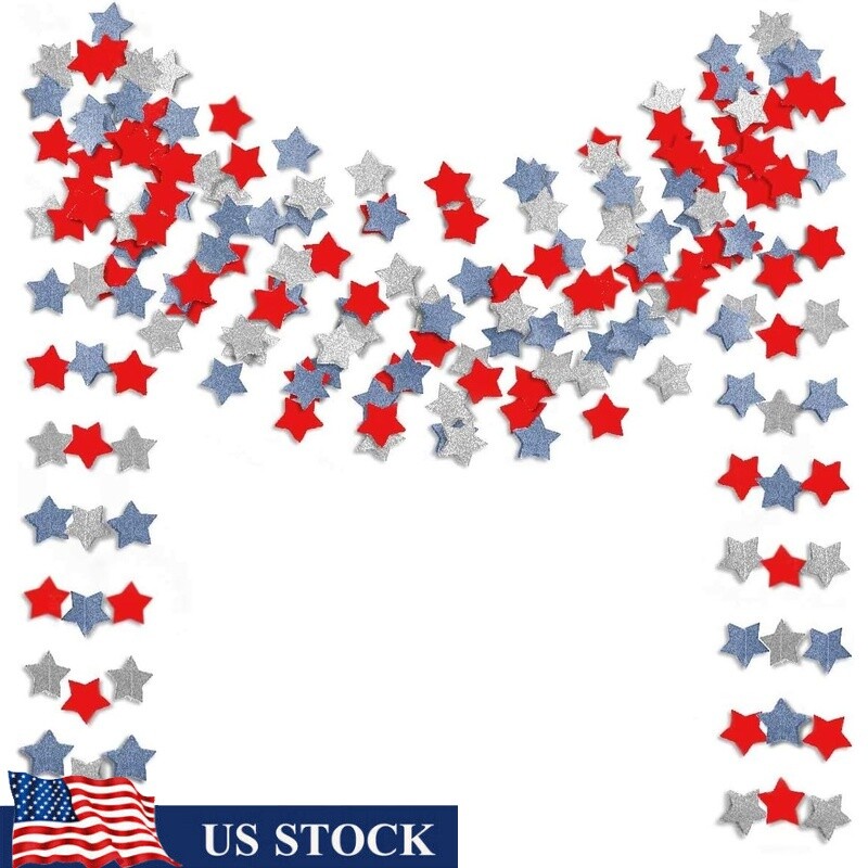 Patriotic Star Streamers Garland for 4th of July Party Decor
