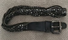HTC Hollywood Trading Company Studded Braided Belt Brown Leather Size 34