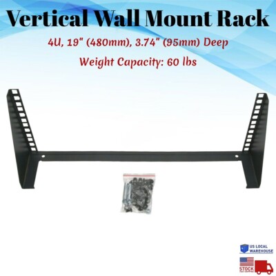 Vertical 4U 19'' Wall Mount Server Rack Network IT Bracket Space Saver Mountable