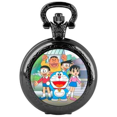 Doraemon and friends  Pocket Watch Glass Dome necklace with Black velvet pouch